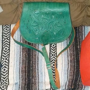 Leather Cross-Body Teal Purse